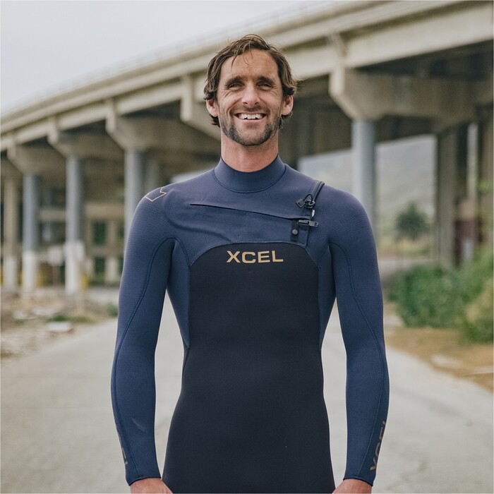 2024 Xcel Mens Comp + 5/4mm Chest Zip Wetsuit MN54CPC4BU - Black / Blue Nights